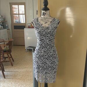 White House Black Market Black & White Lace Sheath Mini Dress